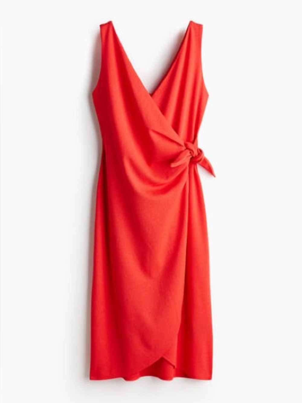 NWT H&M Size L Textured Wrap Dress - Bright Red